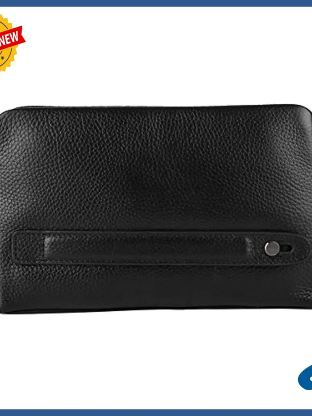 Men's Leather Wallet with Fingerprint Lock, Zipper Closure, Minimalist Design